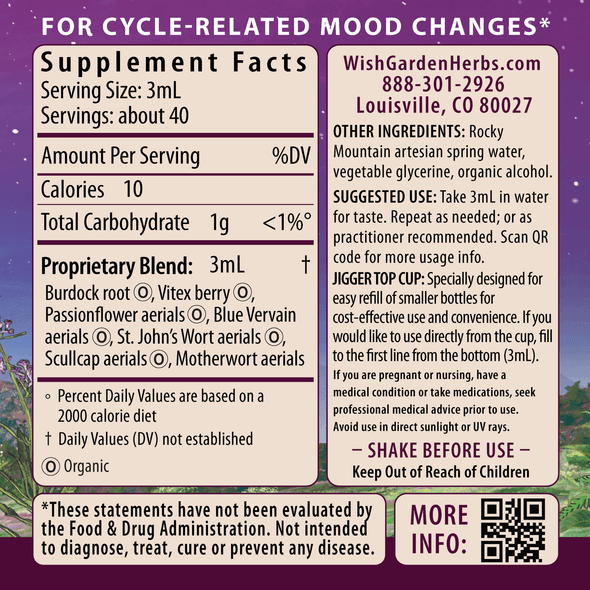 P.M.S. Emotional Mood Support ingredients panel