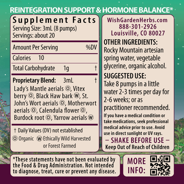 ReBalance After Birth Hormonal Ingredients & Supplement Facts