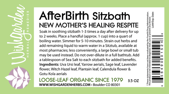 AfterBirth Sitzbath New Mother's Healing Respite Ingredients & Supplement Facts