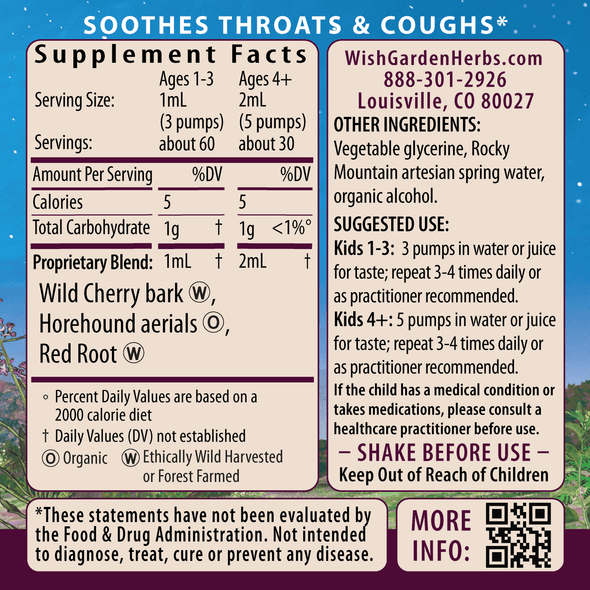 Kick-It Cough Soothing & Quieting For Kids Ingredients & Supplement Facts