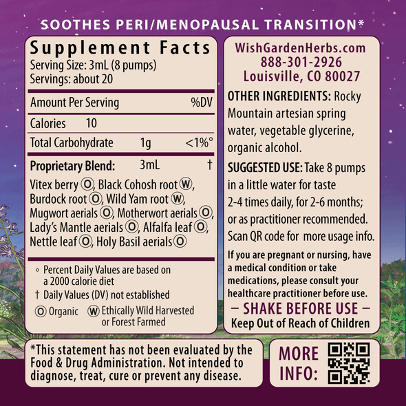 Cycle Changes Peri/Menopause ingredients panel