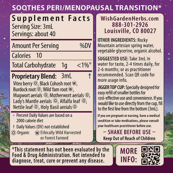 Cycle Changes Peri/Menopause ingredients panel