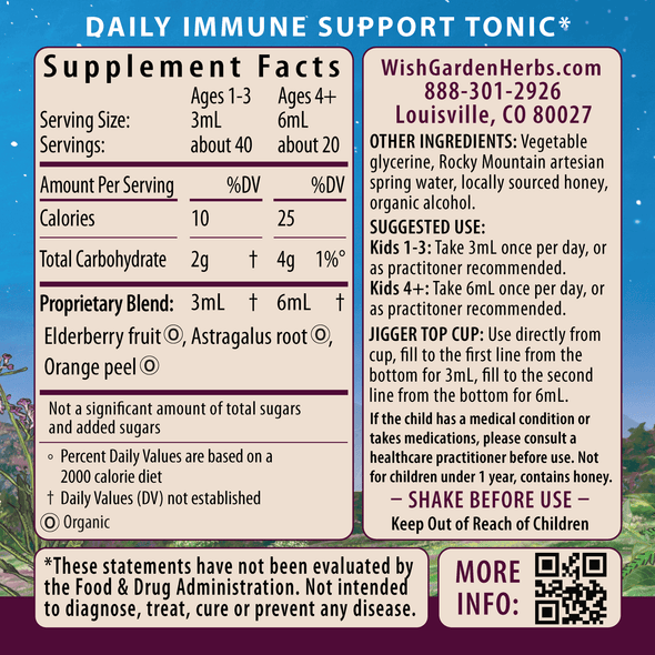Elderberry Syrup Everyday Immunity for Kids ingredients panel