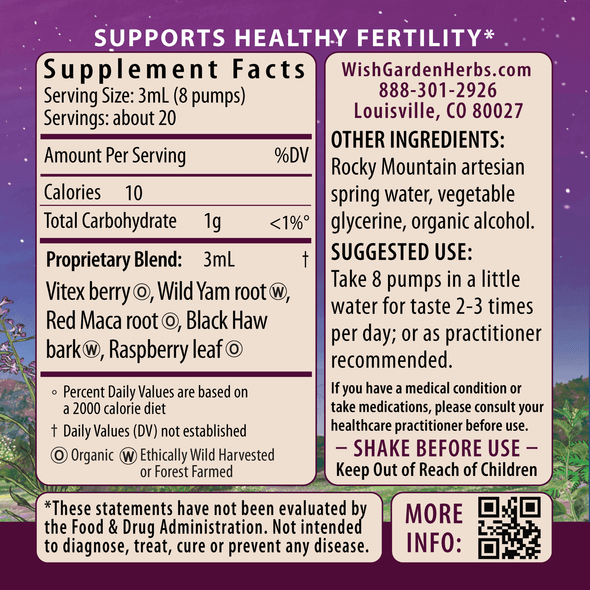 Fertility Prep Conception Support ingredients panel