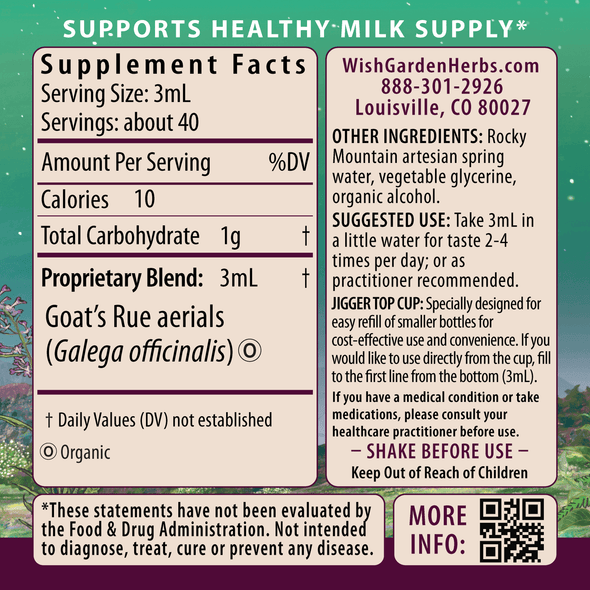 Goat's Rue Lactation Aid ingredients panel
