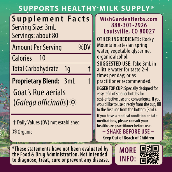 Goat's Rue Lactation Aid ingredients panel