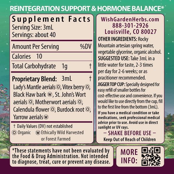 ReBalance After Birth Hormonal ingredients panel