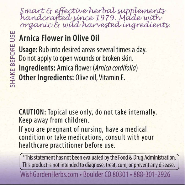 Arnica Oil Ingredients & Supplement Facts