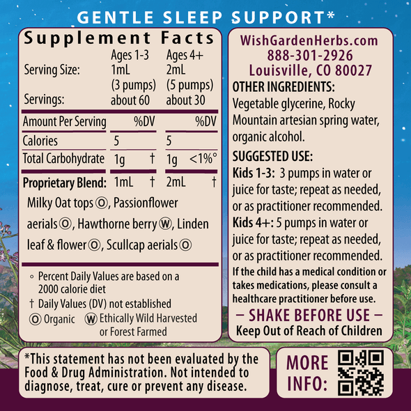 Sleepy Nights & Fresh Mornings For Kids ingredients panel