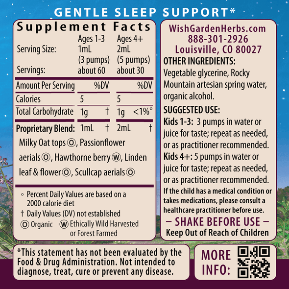 Sleepy Nights & Fresh Mornings For Kids Ingredients & Supplement Facts