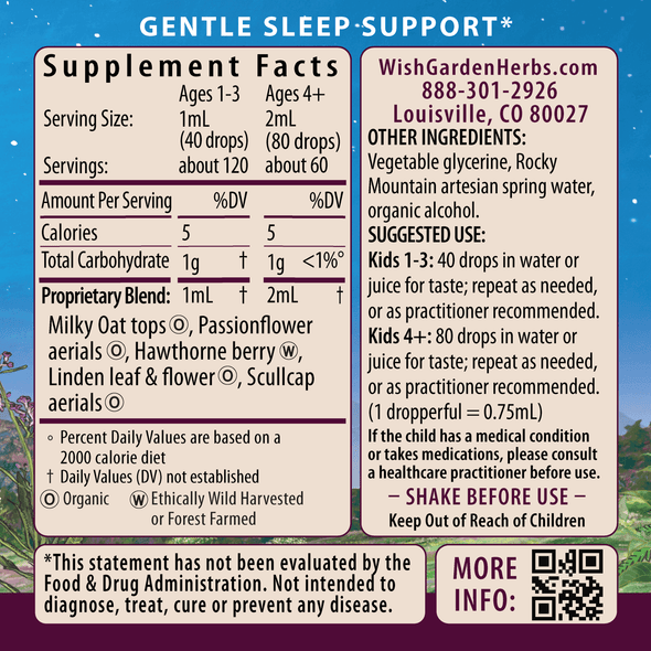Sleepy Nights & Fresh Mornings For Kids ingredients panel