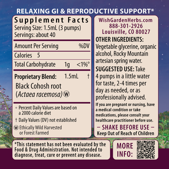 Black Cohosh ingredients panel
