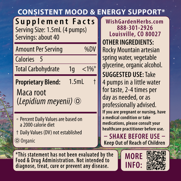 Maca ingredients panel