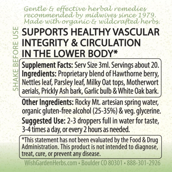 Varicosity Circulatory Tonic For Pregnancy ingredients panel